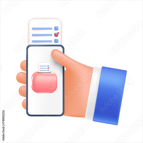 Internet voting concept 3d style. Selecting political candidate in your phone app.