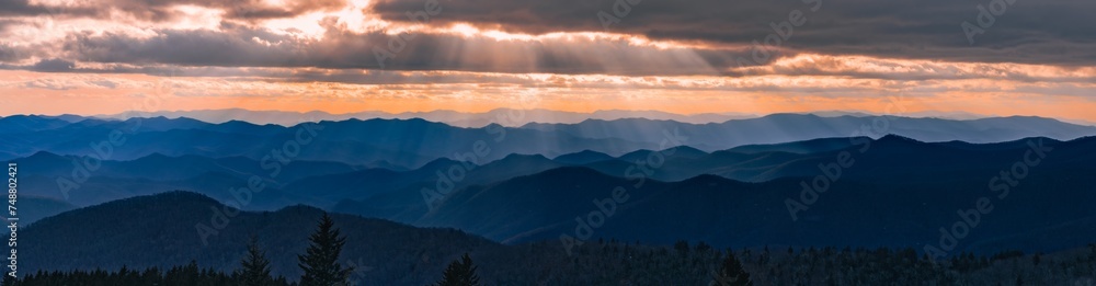 Panoramic Landscape: Blue Ridge Mountains Sunset