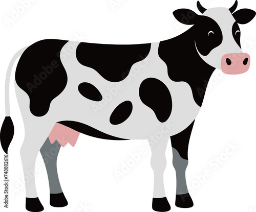Illustration white and black dairy cow vector
