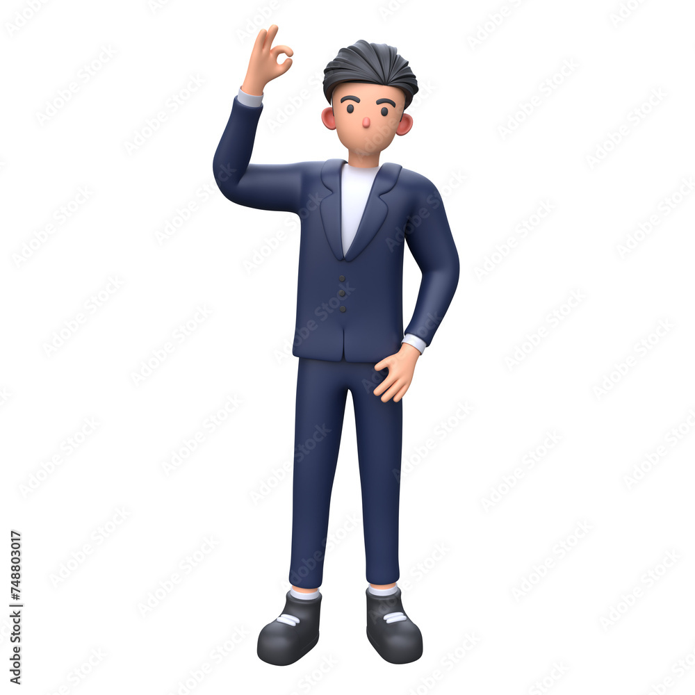 3D Businessman showing ok sign 3D Businessman showing ok sign
