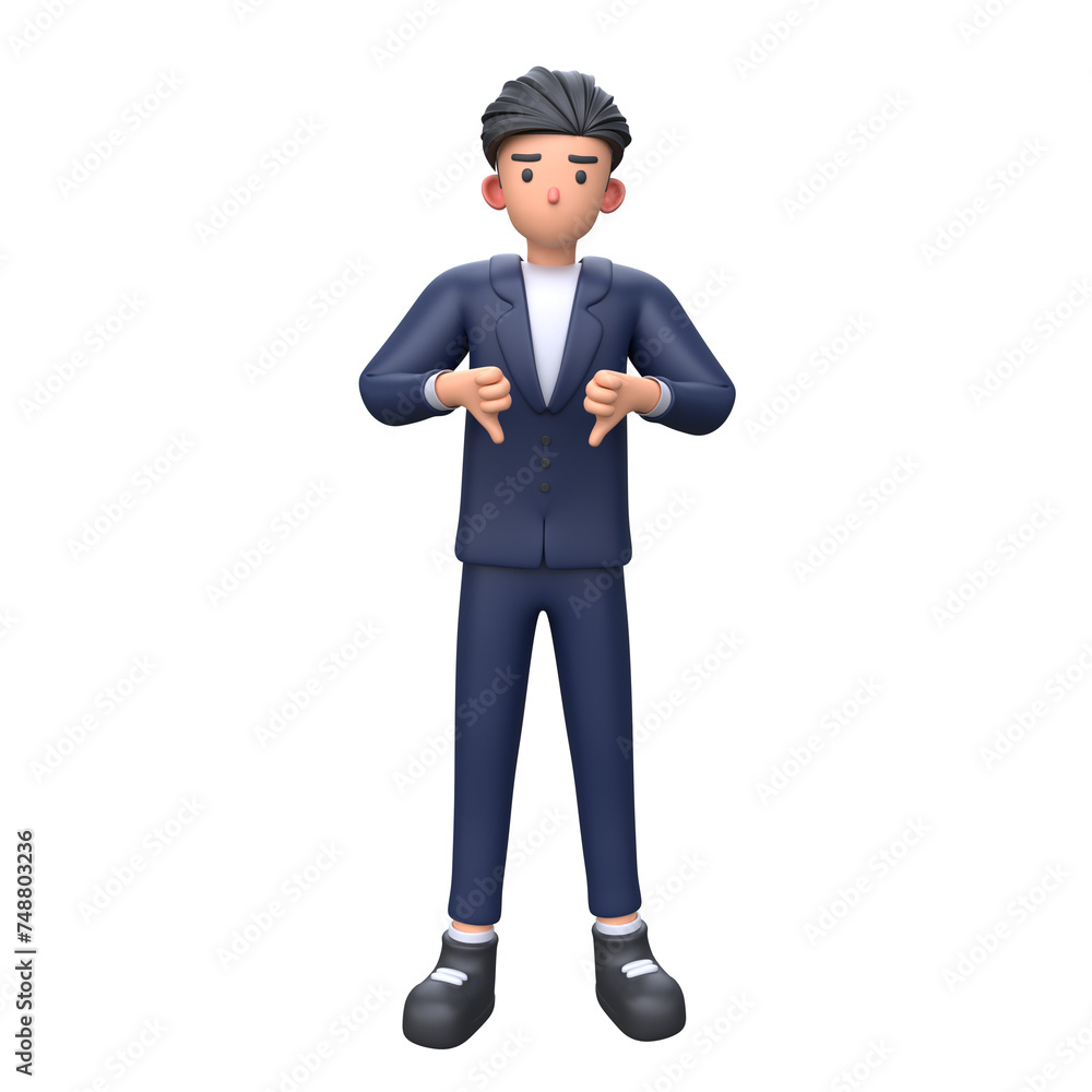 3D Businessman showing thumbs down gesture 3D Businessman showing thumbs down gesture
