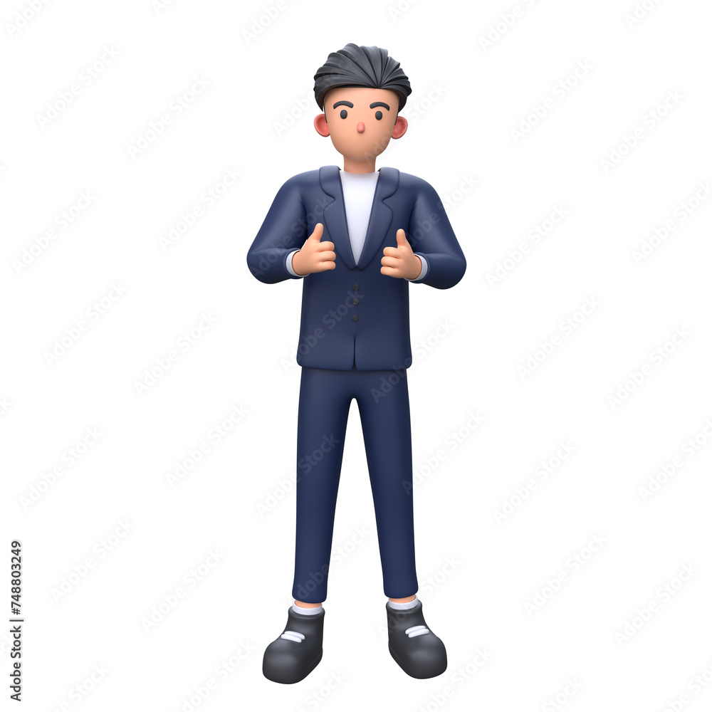3D Businessman showing thumbs up gesture 3D Businessman showing thumbs up gesture
