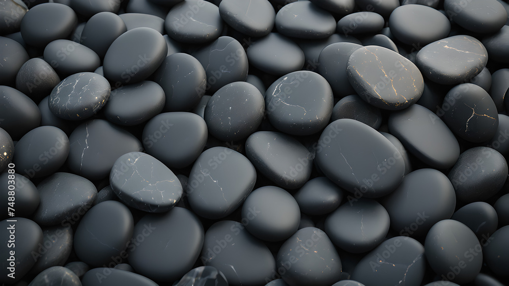 Pattern texture of black matte smooth beach pebbles. decor and design Pattern texture of black matte smooth beach pebbles. decor and design