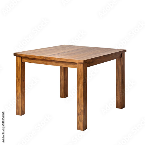 Contemporary Design: Isolated Wooden Table on White isolated on transparent background PNG file