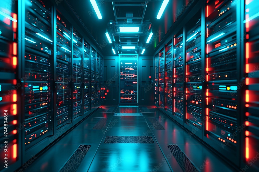 Row of servers in a data center Row of servers in a data center