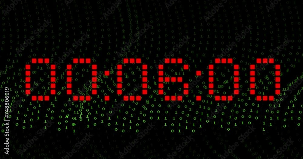 Animation of red digital timer changing on black background Animation of red digital timer changing on black background