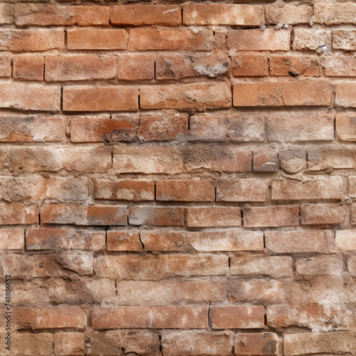 Seamless pattern of a red brick wall as texture background
