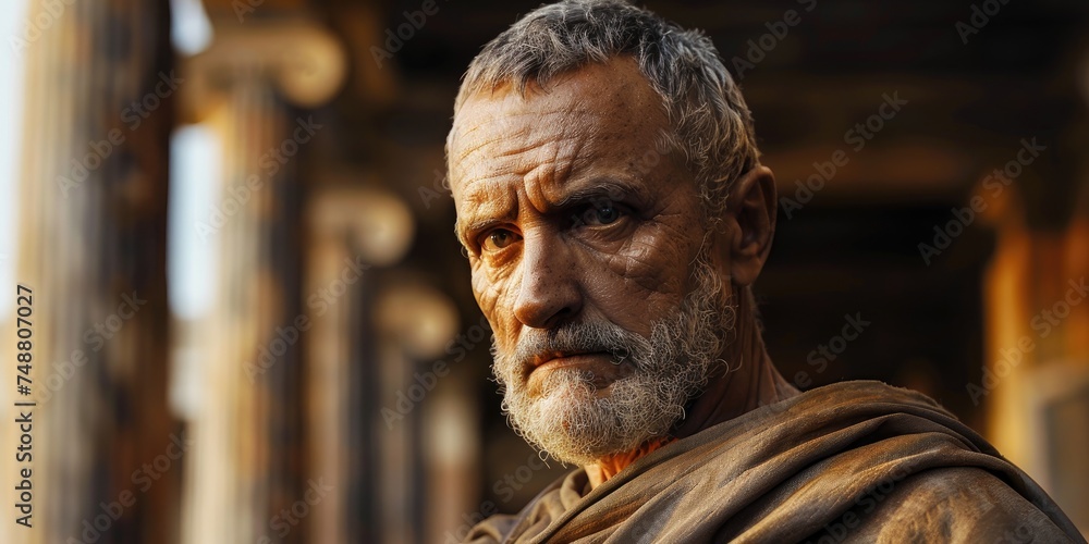 Naklejka premium Renowned Roman philosopher Lucius Annaeus Seneca. Generative Ai