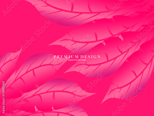 Pink feather premium background. Abstract dynamic composition. Modern vector feather illustration.