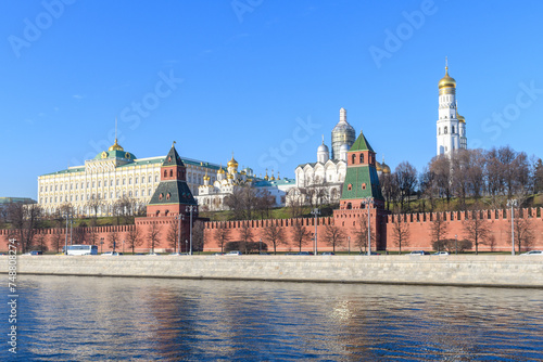 View of the Moscow Kremlin from the river embankment.