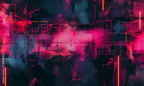 abstract background with neon blue and pink lights  grungy wallpaper