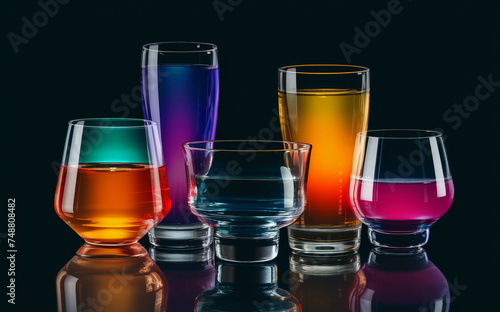 glasses with colorful liquids