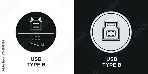 USB Type B Icon, Vector sign.