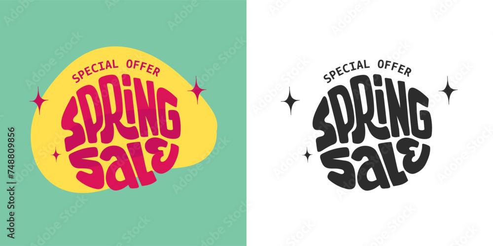 Spring Sale. Special offer. Colorful hand lettering sales season. Vector file