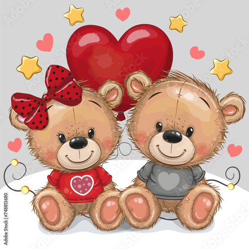 Two Cute Cartoon Teddy Bears © reginast777