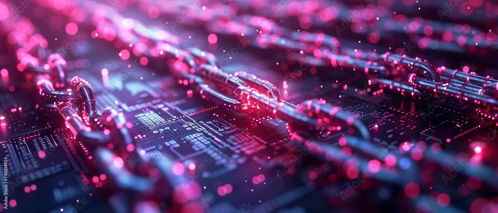 Token Bank Computer Science Concept of blockchain technology isometrically drawn. Mining of ...