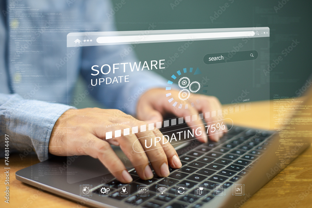 Update software system concept. Upgrade installation business app and ...