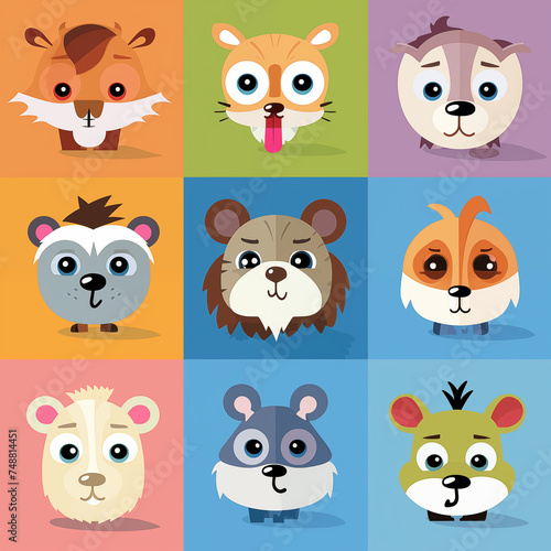 Collection of Cute Cartoon Animal Characters Illustrations