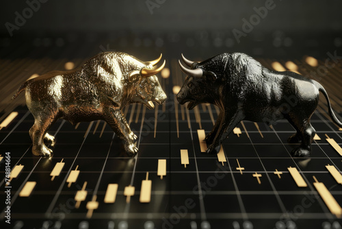 Bull market, bull run invesment concept for financial investment stock exchange, crytocurrency, forex concept.