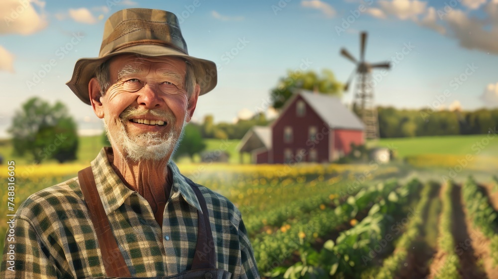 Fototapeta premium an orderly farm field showcasing a diverse array of crops growing harmoniously together, each plant thriving in its designated area, portraying the meticulous planning and care of the farmer.