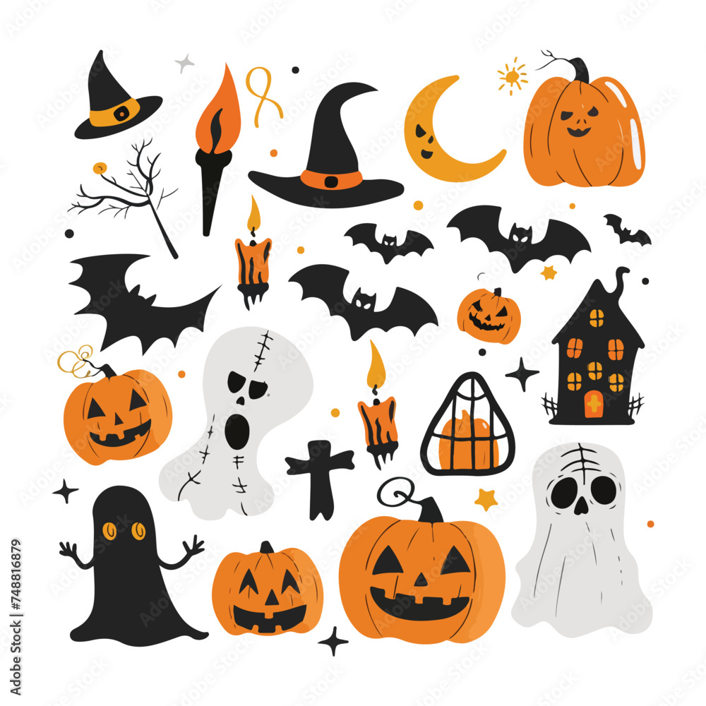 set of Halloween elements set of Halloween elements