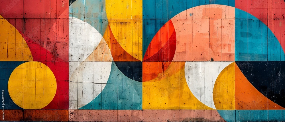 Fototapeta premium 1970s Geometric Shapes in Vibrant Colors