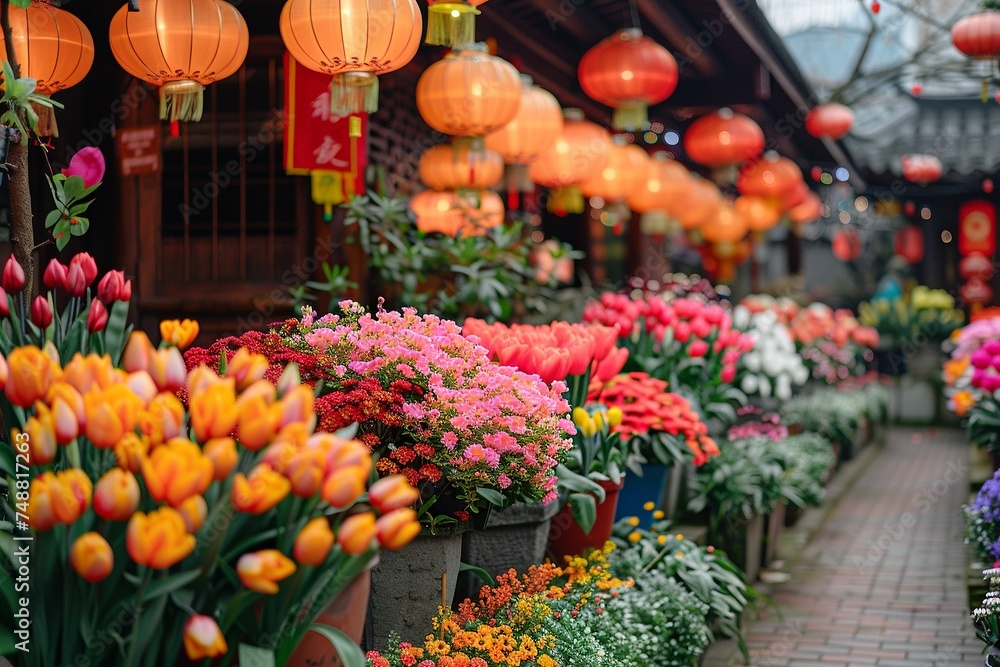 Spring Flower Festival Celebration Scene


