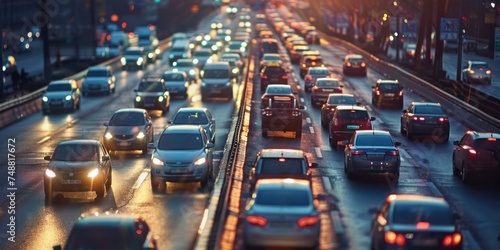 Traffic jam on highway in the city 