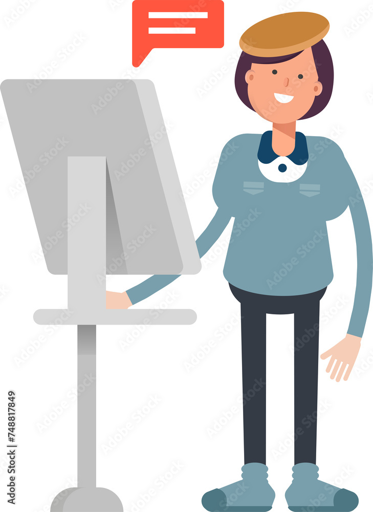 Girl Student Character Working on Computer
Girl Student Character Working on Computer