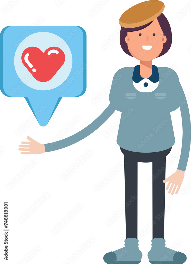 Girl Student Character and Heart Message
Girl Student Character and Heart Message