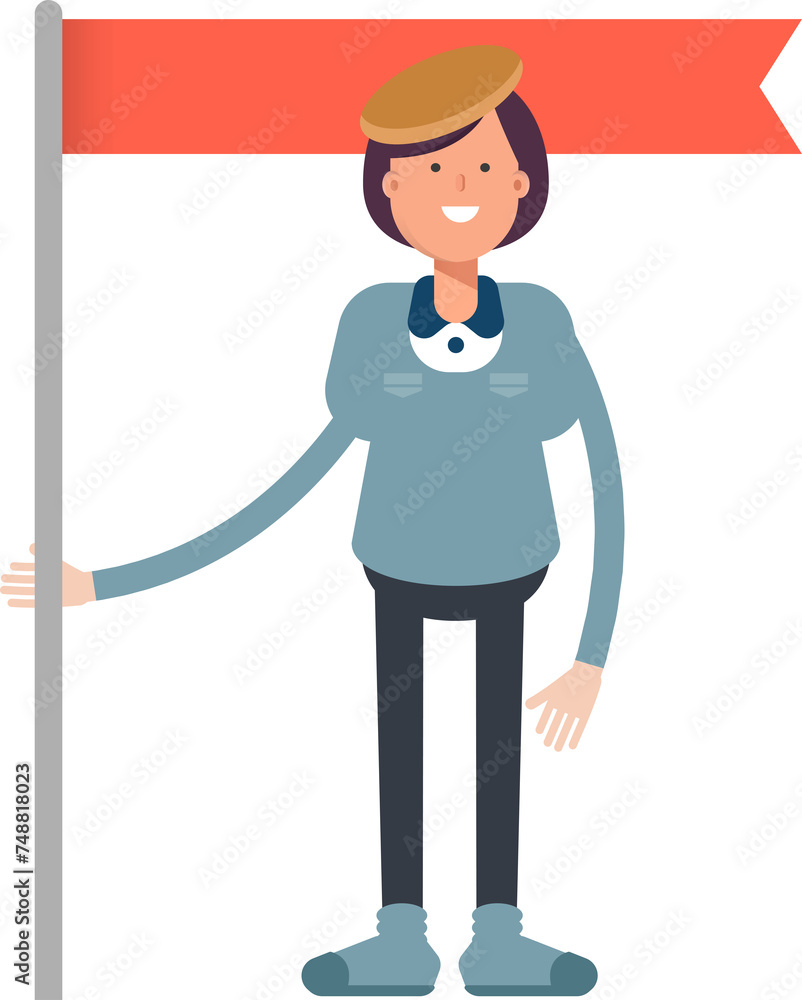 Girl Student Character Holding Flag Pole
Girl Student Character Holding Flag Pole