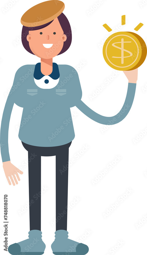 Girl Student Character Holding Dollar Coin
Girl Student Character Holding Dollar Coin