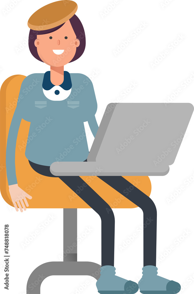 Girl Student Character Working on Laptop
Girl Student Character Working on Laptop
