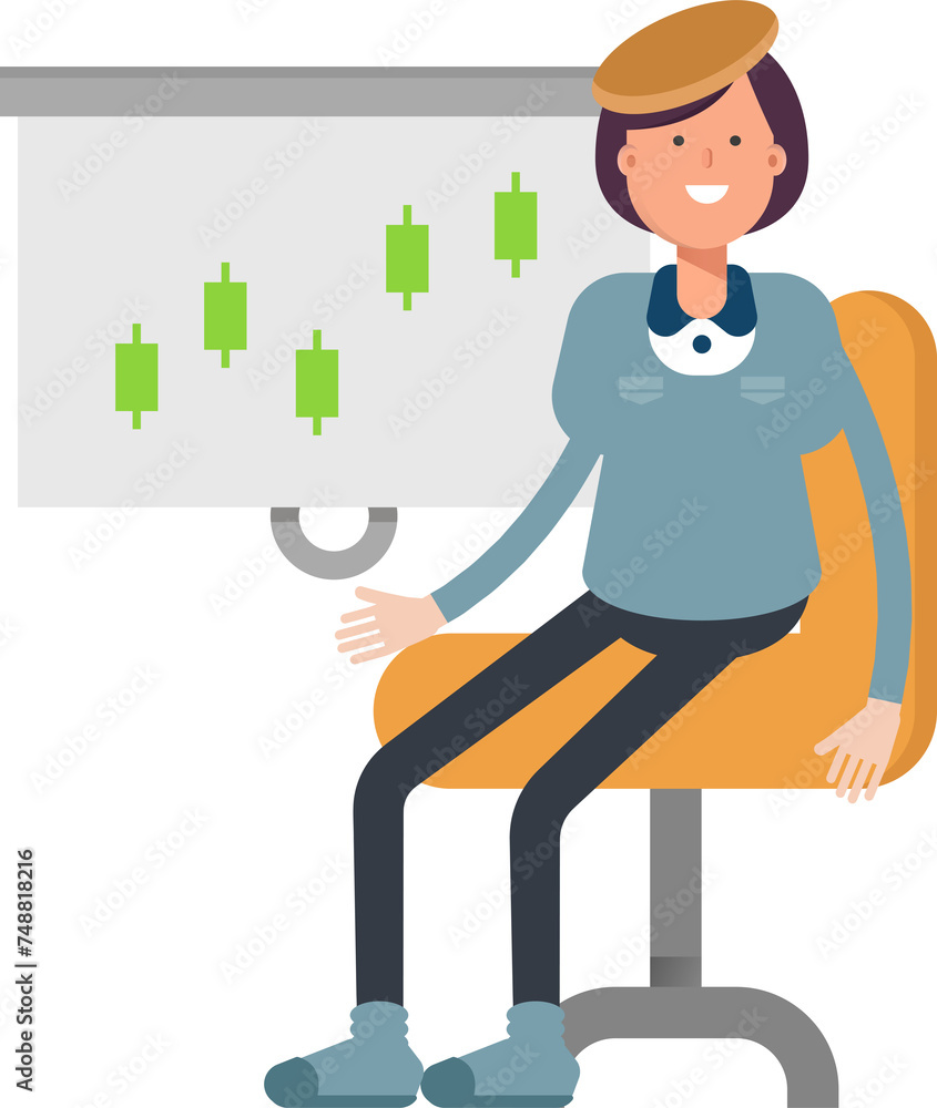 Girl Student Character Presenting Candlestick Chart
Girl Student Character Presenting Candlestick Chart