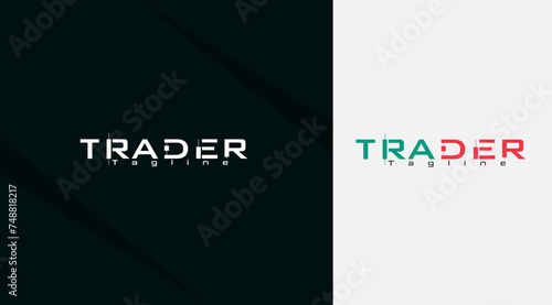 Trader logo design. Candlestick pattern. Trading. Share market. Trader text logo design template. Font. Typography. Premium. Bearish candle. Bullish.