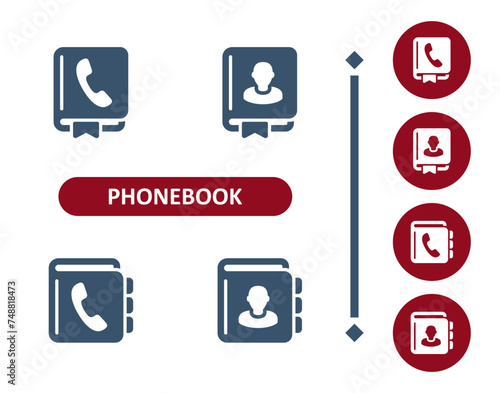 Phone Book Icons. Phonebook, Address Book, Contact List Icon