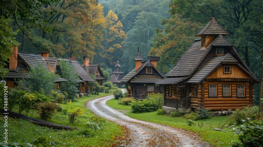 Buildings of folk architecture in the natural environment of the Orava Village Museum