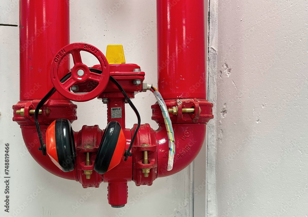 Essential Fire Safety Equipment. Bright Red Standpipe System with ...