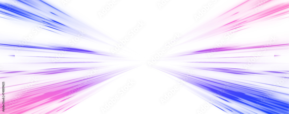 Fototapeta premium Abstract neon light rays background. A colorful motion background of city light trails. Vector PNG. Image of speed motion on the road.