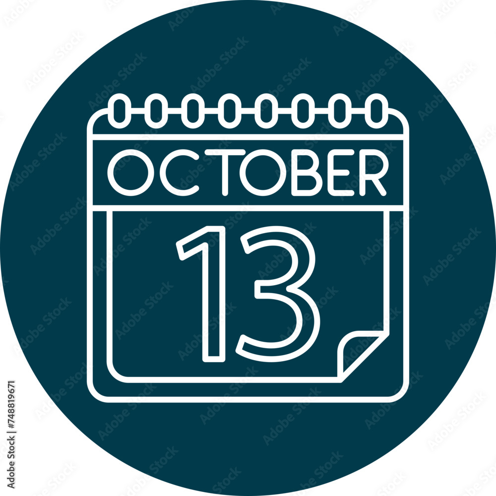 October Vector Line Circle Icon October Vector Line Circle Icon