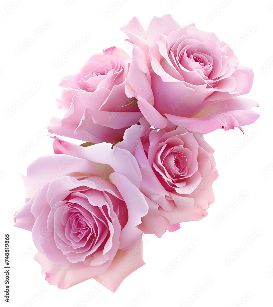 Fototapeta premium Pink roses on a transparent background.