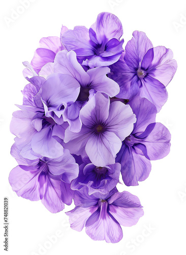 purple flowers in a bouquet on a white background