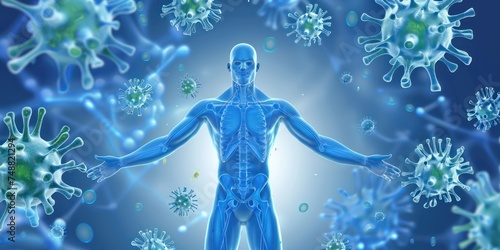 Background of virus and human body, immune system concept 
