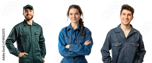 Mechanic with arms crossed standing on transparent background. photo