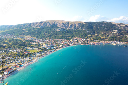 Drone view near Baška Beach, Croatia