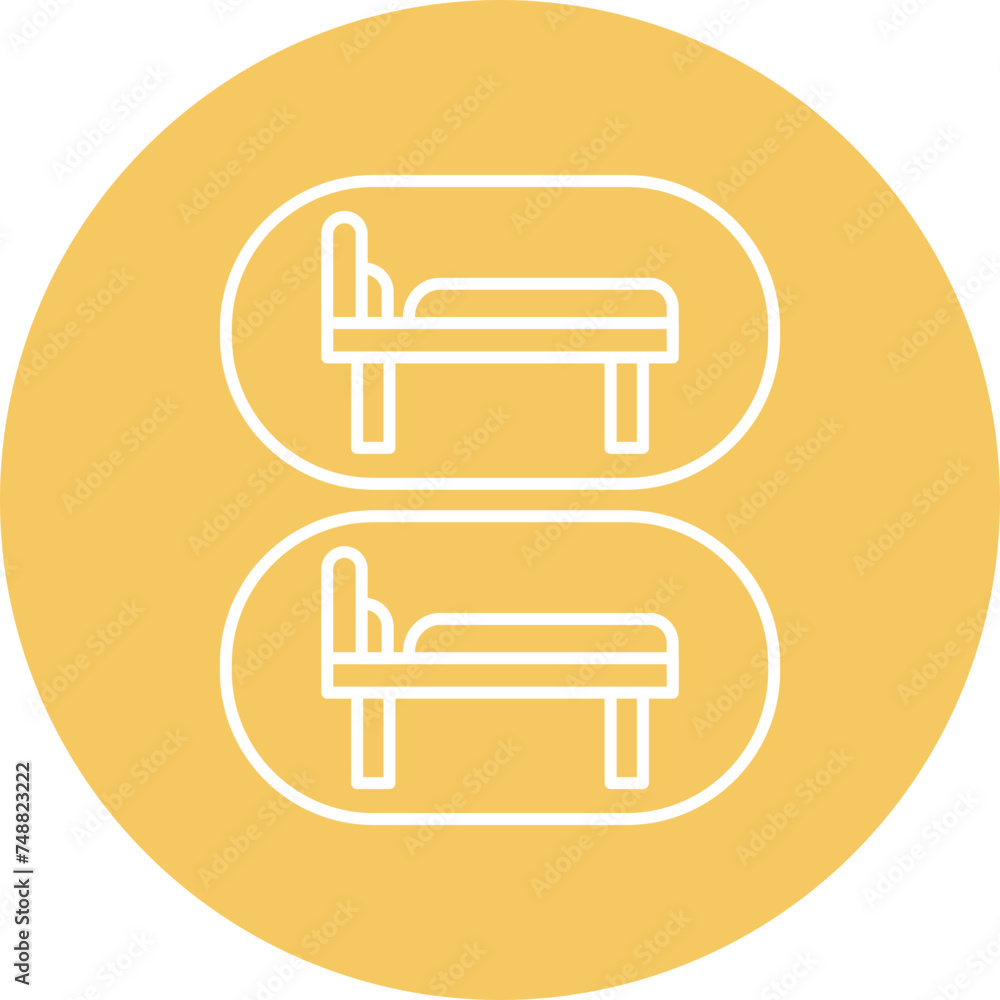 Capsule Hotel Vector Line Circle Icon Capsule Hotel Vector Line Circle Icon