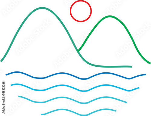 creative vector design of mountains and water. mountain and water logo vector design