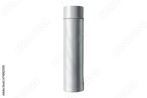 a single empty close mockup tube of gray color with a metallic finish, isolated on transparent background, png file