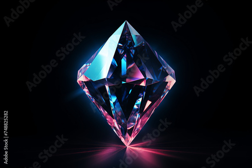 a diamond, beautiful, neon, dark background © Salawati