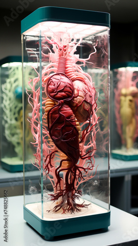 Biotech lab growing synthetic organs for medical research photo